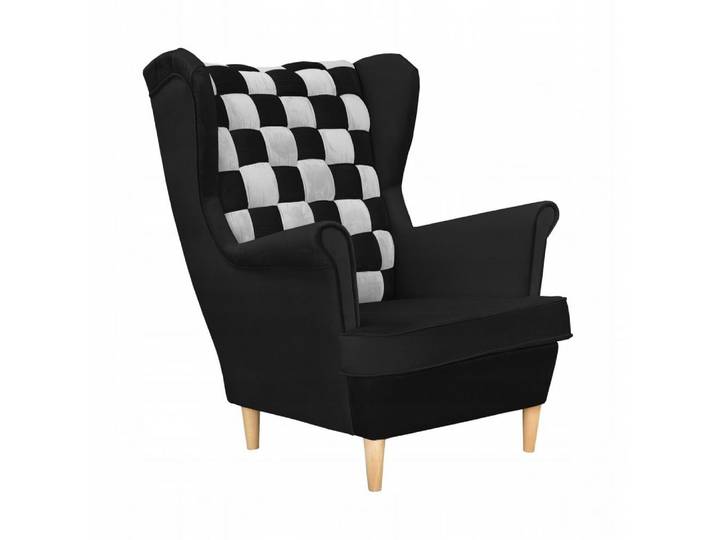 Family Meble Sessel Family Meble Carol Duo Ohrensessel Royal 31 Schwarz-Weiß Schachbrett 8