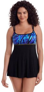 Empire Princess Seam Swimdress by Longitude in Gilded Panthera (Size 14)