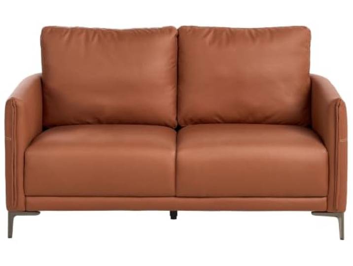 Beliani 2-Sitzer Sofa Stoff Goldbraun gepolstert mit schmalen Armlehnen Metallgestell modern Cilens