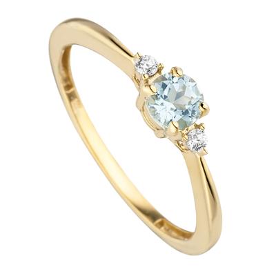 Fingerring JOBO "Ring mit Blautopas und Zirkonia" Gr. 56, gold (gelbgold 333), Fingerringe, Damen, 56, Gelbgold 333, Fingerring, 333 Gold
