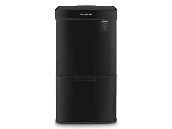 Les Collectors Mülleimer N°1015, 69 L, passend für 30–60-Liter-Säcke, 3 Fächer 47L +11L + 11L, Küchen-Tretabfalleimer, Automatische obere Öffnung, Infrarot-Erkennungssystem, Leise Schließung, Schwarz