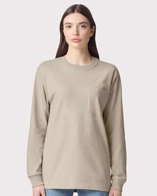 American Apparel AA9410 Super Heavyweight Long Sleeve Pocket Top in Bone size 3XL   80/20 ring-spun cotton/polyester 9410