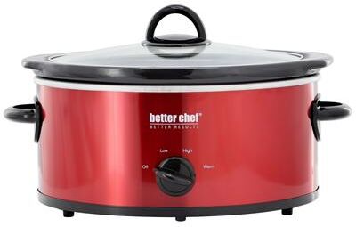 Better Chef 3 Quart Oval Slow Cooker in Red with Removable Stoneware Crock