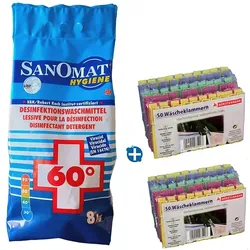Set Desinfektionswaschmittel Sanomat 8 kg inkl. Klammern inkl. Desinfektionswaschmittel und 2x Wäscheklammern 50 Stk.