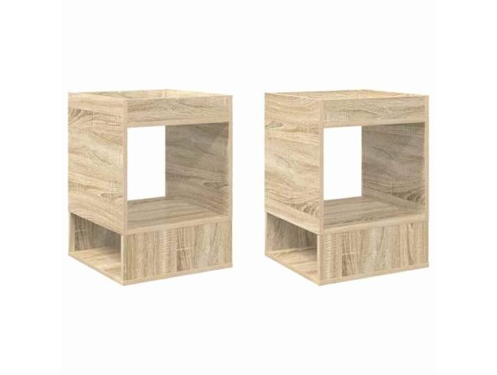 POUFGDR Beistelltisch, 2-teilig, Sonoma-Eiche, 40 x 40 x 56 cm Holzwerkstoff, rechteckige Form, Verwendung im Innenbereich, Aufbewahrungsfächer, einfache Reinigung