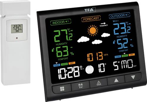 TFA Dostmann CONTRAST 35.1171.01 Funk-Wetterstation Vorhersage für 12 bis 24 Stunden Anzahl Sensoren max. 3