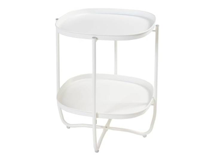 Helloshop26 Couchtisch Konsole Beistelltisch mit abnehmbaren Tabletts 58 x 46 x 46 cm Stahl weiß 03_0010769