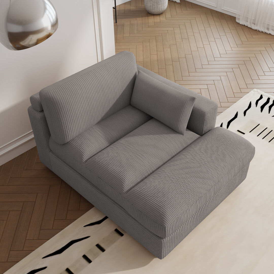 Pia Ricco Bentura Chaise Lounge Light Grey 71.12cm H X 102.87cm W X 122.94cm L