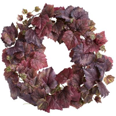 Kunstkranz BOTANIC-HAUS "Weinlaubkranz", rot (burgund), B:50cm H:9cm T:50cm Ø:50cm, Kunststoff, Kunstpflanzen