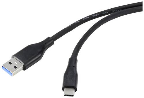 Renkforce USB-Kabel USB 3.2 Gen1 USB-A Stecker, USB-C Stecker 1.00m Schwarz PVC-Mantel, hochflexibel RF-4995172