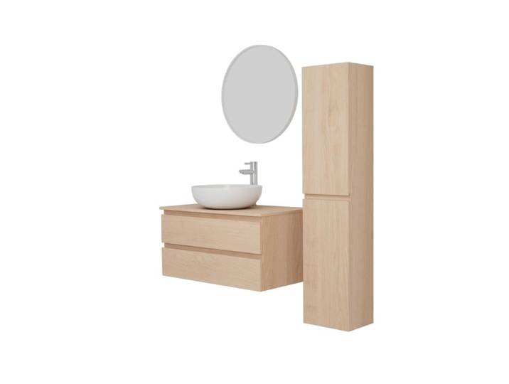 Ensemble meuble simple vasque 80cm +vasque+robinet+miroir+colonne