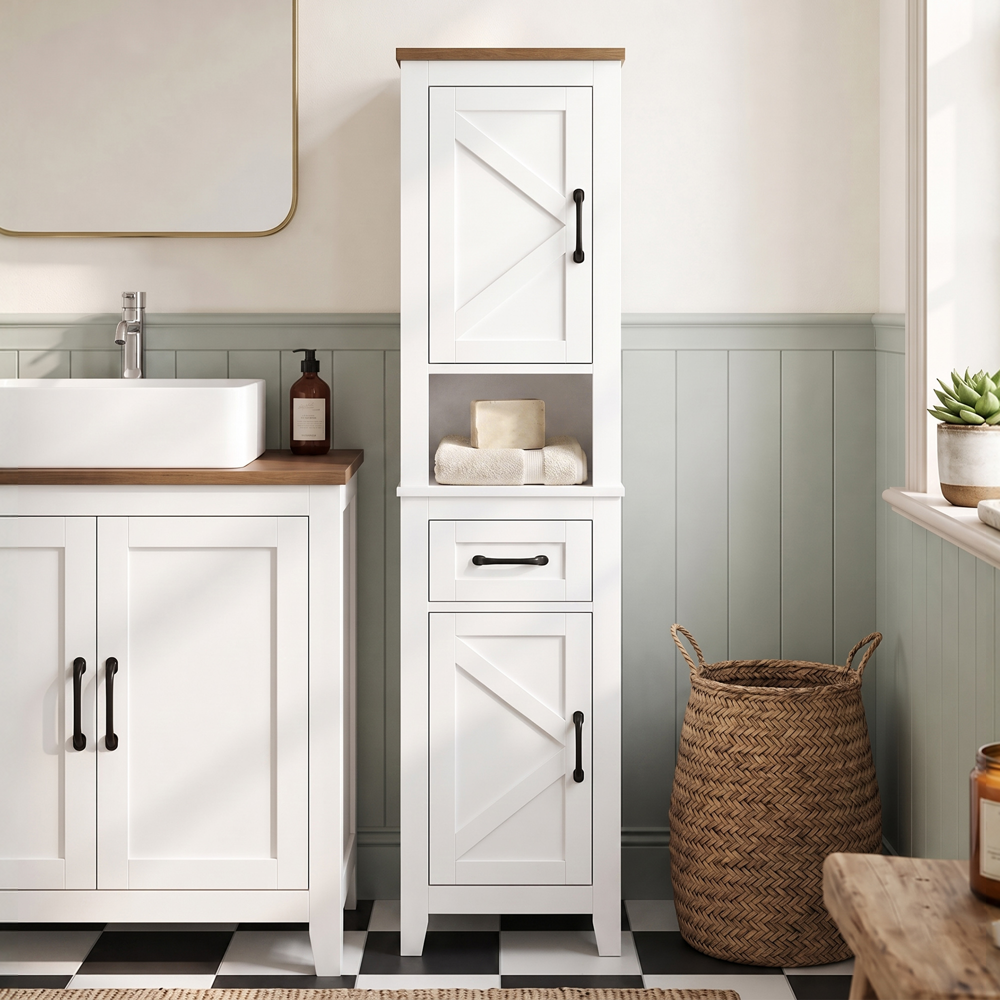 Homcom Armadio bagno alto e stretto con cassetto e ripiani regolabili, bianco   Aosom Italy