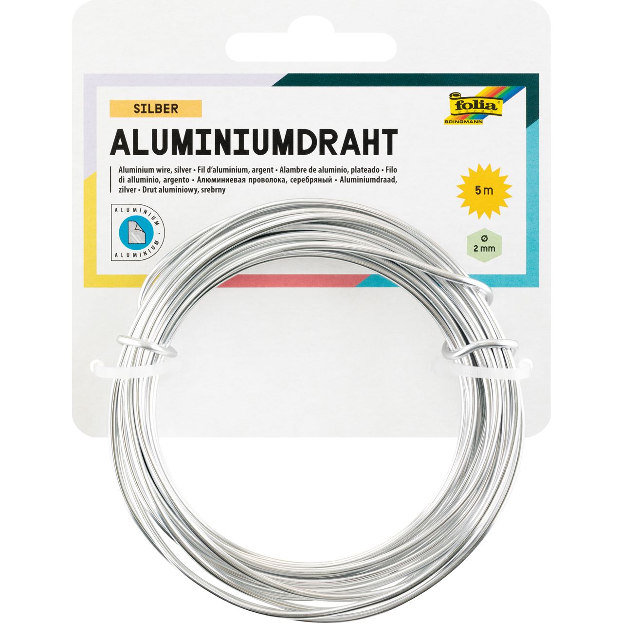 folia Aluminium-Basteldraht, 2 mm x 5 m, silber