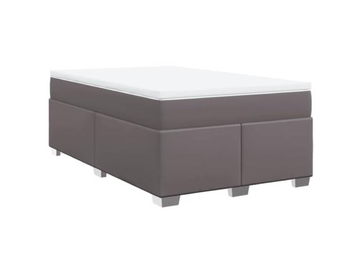 PUGYNBK Boxspringbett, 120 x 190 cm, Grau, mit Matratze Gefederte Federn, Kunstleder, waschbarer Bezug, Latten im Lieferumfang enthalten