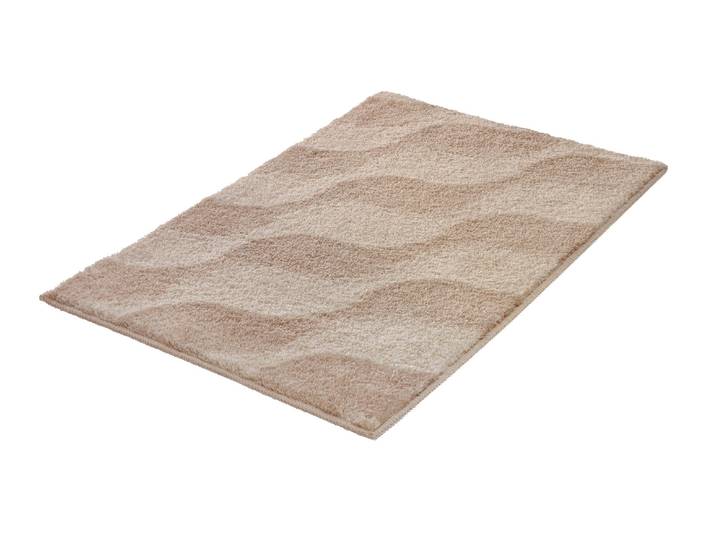 Badematte KLEINE WOLKE »Onda«, Badvorleger, Badezimmer Teppich , macadamia, H:15mm, Polyacryl, Badematten, Badematte, Badteppich, modernes Ton in Ton Wellendesign, flauschig