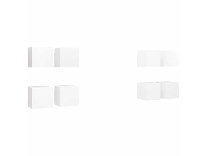 GHVBNMF TV Wandschrank 8er Set Hifi Schrank Wandboard Weiß 30,5x30x30 cm Flexibles 8-teiliges Lowboard-Set aus Holzwerkstoff für Wohnzimmer und Schlafzimmer mit wechselbarem Türanschlag.