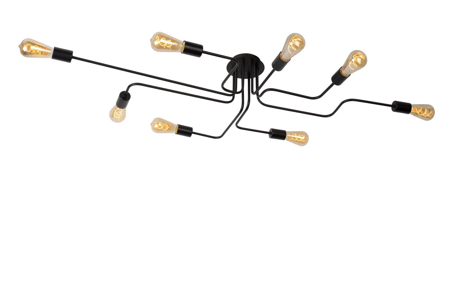 Lucide Lester Plafondlamp - 8-lichts - Zwart - Modern