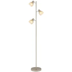 Stehlampe Stehleuchte Spots verstellbar Fußschalter Sandfarben Glas H 154 cm
