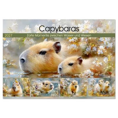 Capybaras. Zarte Momente zwischen Wasser und Wiesen (Wandkalender 2027 DIN A2 quer), CALVENDO Monatskalender