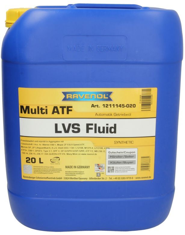 Getriebeöl RAVENOL 1211145 MULTI ATF LVS FL 20L