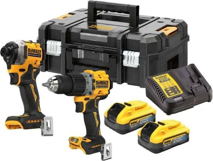 Pack 2 outils 18V DEWALT DCK2050H2T-QW : perceuse DCD805 et boulonneuse DCF850 Brushless avec coffret et 2 batteries 5\,0 Ah POWERSTACK