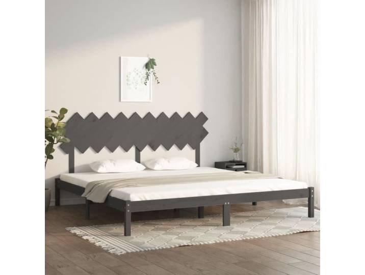 Elegant 200 x 200 cm Cadre de lit Adulte Gris 200x200 cm Bois massif 30 7 Kg