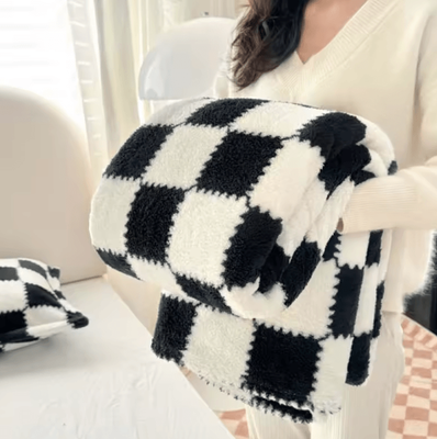 Inspire Curations Pink And White Soft Flannel Fleece Blanket black 120x200cm