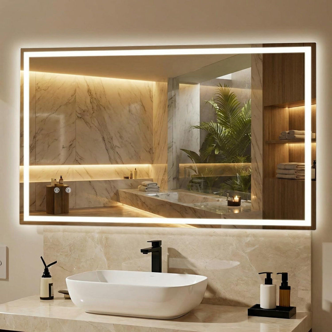 17 Stories Rectangle Wall Mirror 100cm x 60cm