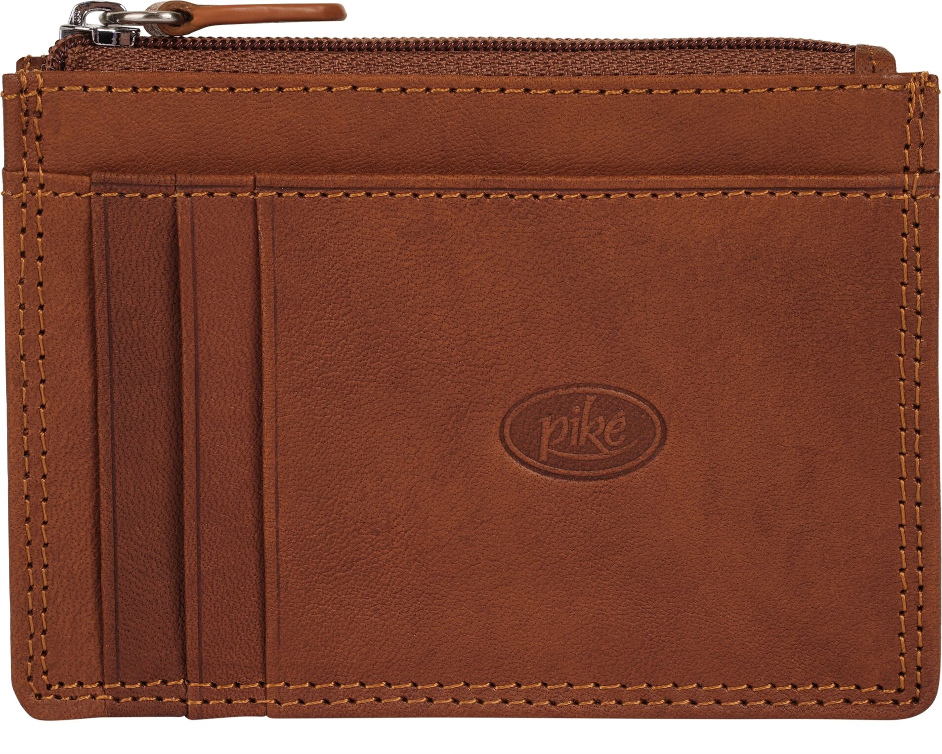 Brieftasche PIKÉ "PIKÉ Herren, Damen echt Leder", Damen, braun (cognac), Leder, leicht glänzend, unifarben, Kleinlederwaren Brieftasche, echt Leder cognac Einheitsgröße