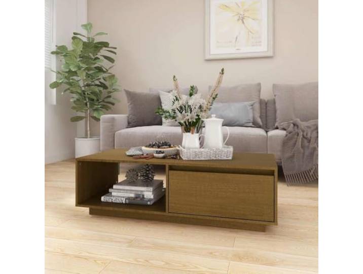 HEFZGDB Couchtisch Honigbraun 110x50x33,5 cm Massivholz Kiefer Modernes Design Zeitlose Ergänzung Robuste Stabile Tischplatte Perfekt Für Snacks Getränke Dekoartikel Beistelltisch
