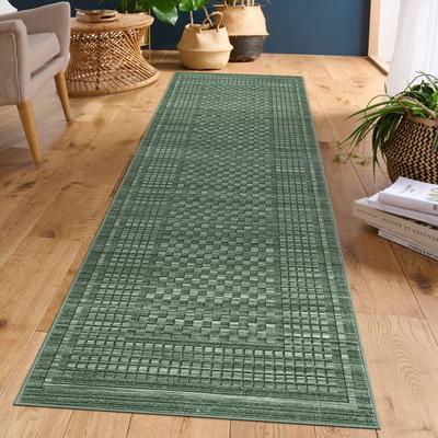 Garvee Washable Rustic Grid Soft Area Rug