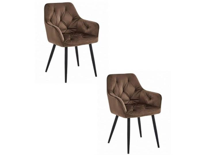 Chaise Leobert Chaise JORK - velours marron / pieds noirs x 2
