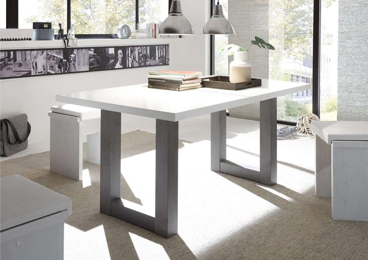 Invicta Interior Uitschuifbare Eettafel Wit Mat met U-vormig Onderstel, 160-210 cm