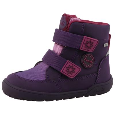 Barfußschuh LURCHI "Jessy Barefoot-TEX", Mädchen, Gr. 33, Warmfutter, lila (beere, lila), Lederimitat, Textil, Schuhe Barfußschuh, Klettboots mit Tex-Ausstattung, Größenschablone zum Download