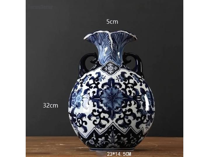 Vases à fleurs en porcelaine bleue et blanche, ornements en céramique, décorations de Vase de Table à fleurs, décoration de maison, cadeaux de Vase chinois Antique
