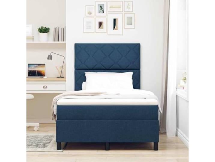 KTHLBRH Doppelbett 120 x 190 cm mit Kopfteil aus Stoff Mittelharte Matratze inklusive, aus technischem Holz und massiver Kiefer, modernes Design