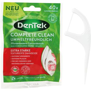 DenTek Zahnseide Complete Clean Eco, ungewachst, mit Minzgeschmack und Zahnstocher-Spitze, 40 Sticks