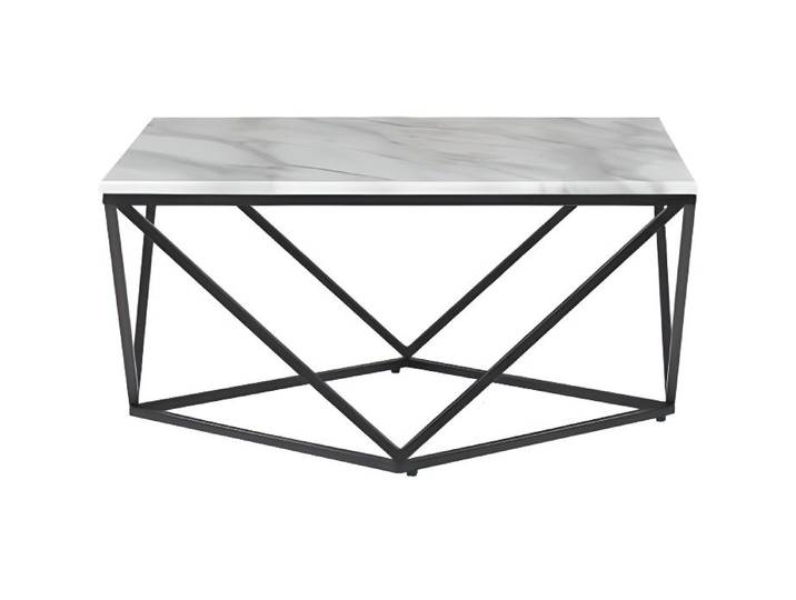 Table basse effet marbre blanc avec pieds noirs - BELIANI - MALIBU - Carré - Scandinave - Moderne