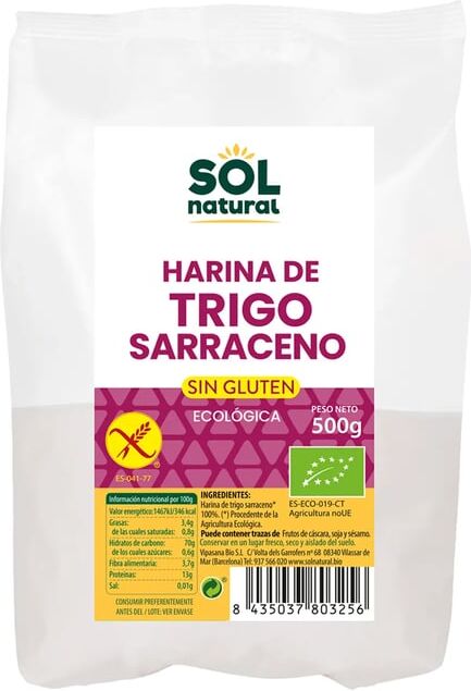 Sol Natural Farinha De Trigo Sarraceno Sem Glúten Bio 500g