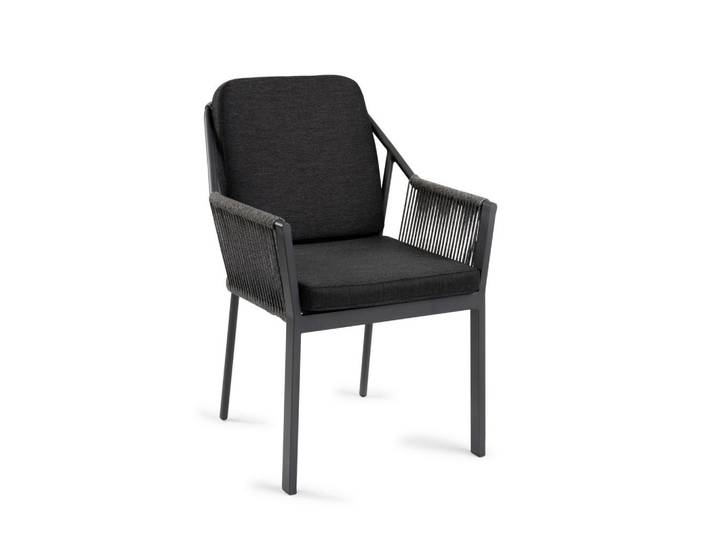 Tierra Outdoor Stapelstuhl, Schwarz, Metall, eckig, 58x81x61 cm, stapelbar, Gartenmöbel, Balkonmöbel, Balkonstühle