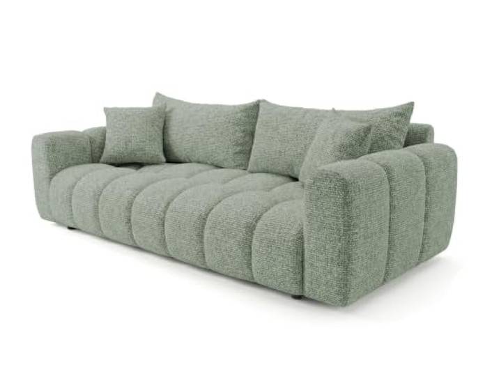 SOFILAND Cosmo Schlafsofa mit Bettkasten 240 cm (Salbeigrün) (Salbeigrün) HR-Schaum T30, Strukturstoff Puente, Sitztiefe 75 cm, rundum bezogen, Anlieferung bis in die Wohnung