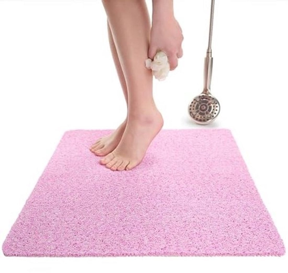 Vierkante antislip douchemat Loofah voor thuisgebruik - Roze mix