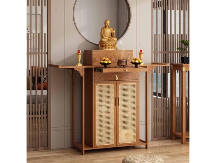 Altartisch, Meditationstisch，Bambus Altarschrank，Opfertisch, Heimschrein Mit Schubladen, Schrank, Puja-Tisch，Hausaltar, Gebetstisch，Buddha-Nischenständer, Für Gebet Meditation Puja