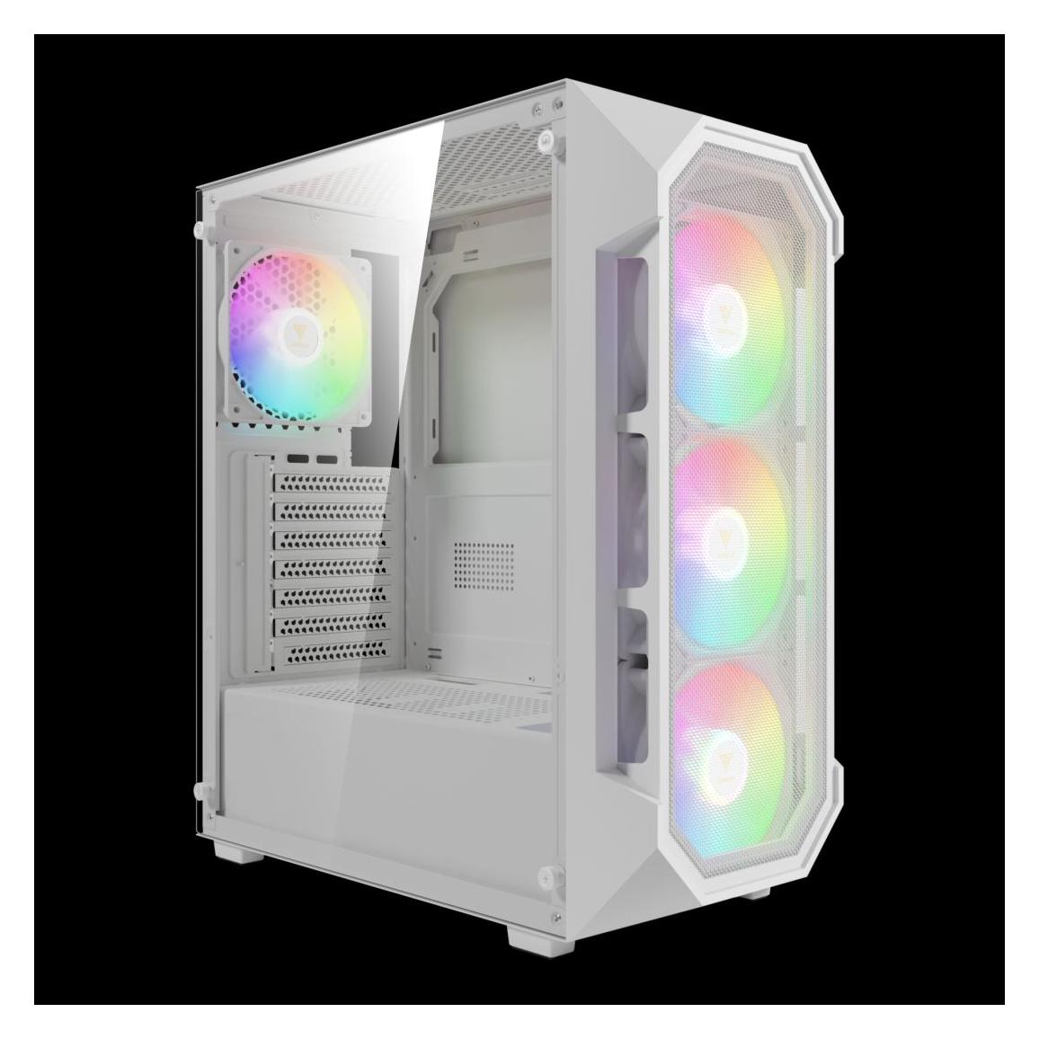Gamdias Boitier Moyen Tour ATX Aura GC1 Elite RGB avec panneau vitré (Blanc) (ATX) (16333-120C4-40000-G)