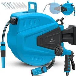 Kesser, Gartenschlauch Aufbewahrung, Schlauchtrommel Wasser Schlauchaufroller + 2-Wege-Verteiler (30 m)