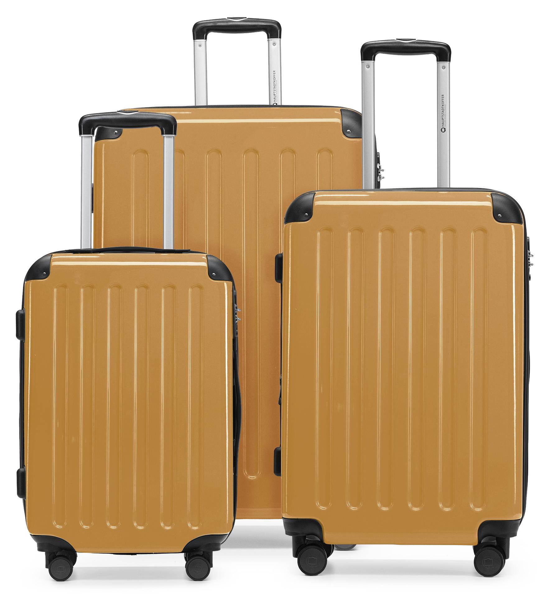 HAUPTSTADTKOFFER - Alex - Koffer-Set 3-teilig, Rollkoffer Trolleys 4 Rollen mit Erweiterung, Handgepäck und Check-In Gepäck für jede Reiseart, TSA,Herbstgold