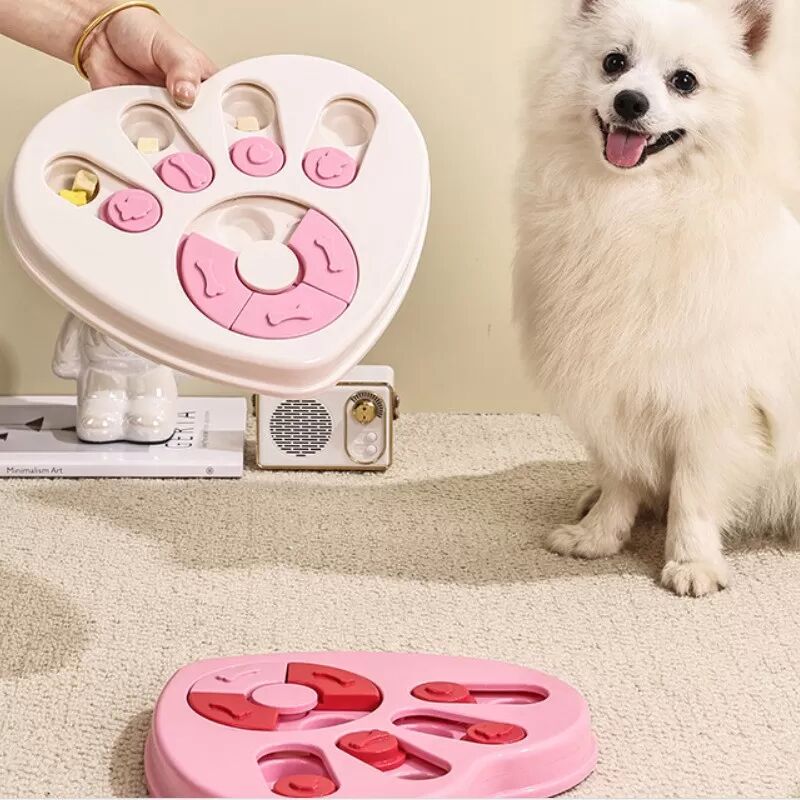 INF Gamelle Interactive pour Chien - Anti-Étouffement & Jouet Puzzle pour Intelligence Animale Rose