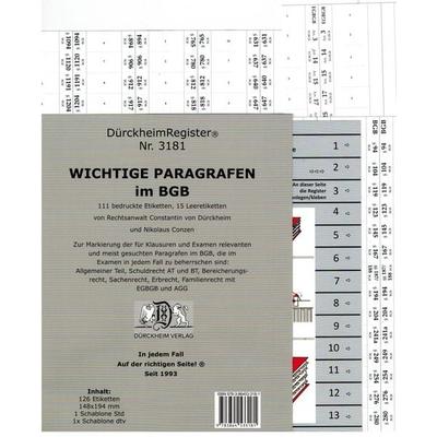 DürckheimRegister® BGB - 111 WICHTIGE §§ im BGB, von Constantin Dürckheim, Dürckheim Verlag, 978-3-86453-318-1