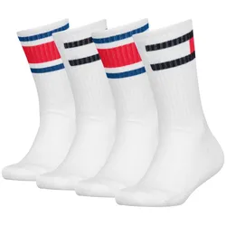 TOMMY HILFIGER Kinder Socken, 4er Pack - FLAG ECOM, Logo Design Weiß / 39-42