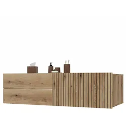 WASCHTISCHUNTERSCHRANK TIGO 1D2S EICHE EVOKE 140 CM 2 SCHUBLADEN GERILLTE FRONT HÄNGEND